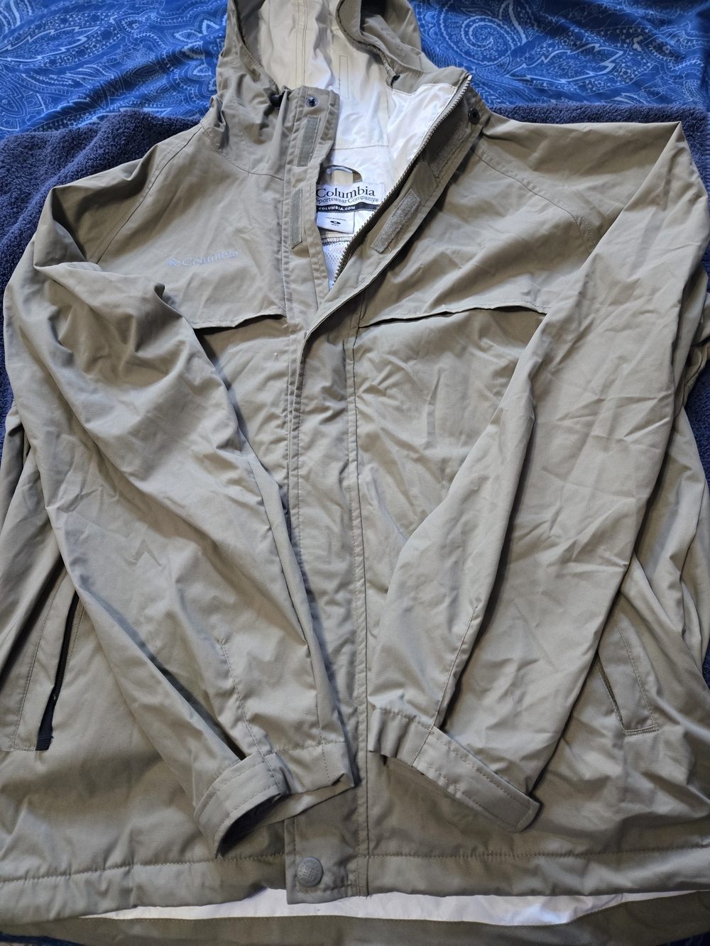 Columbia Men's Khaki Hooded Raincoat